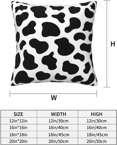 Vista 6 de Juego de 2 fundas de almohada con estampado de vaca de 18 x 18 pulgadas, color blanco y negro, fundas de cojín suaves para exteriores, para sofá