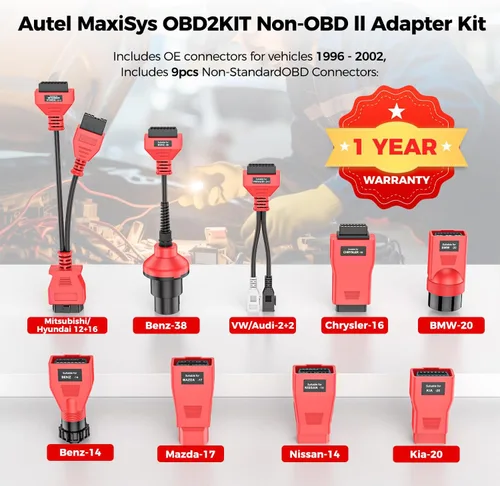 Vista 2 de Kit de Adaptadores Autel MaxiSys MSOBD2KIT No-OBDII, 9 Piezas de Conector para Diagnóstico de Vehículo OBD 1, Conectores Compatibles con OE, Soporta