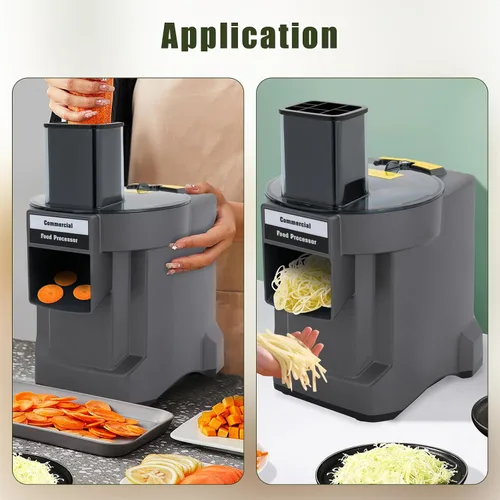 Vista 8 de Cortador de verduras comercial 3 en 1, procesador de verduras multifuncional de 110 V, picador de verduras eléctrico, máquina de ensalada
