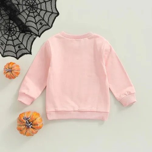 Vista 6 de Disfraz de Halloween para bebé, sudadera de calabaza con cuello redondo, suéter de manga larga, ropa de otoño