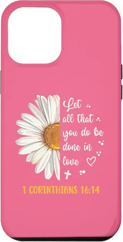 Vista 26 de Linda Daisy 1 Corinthians 16:14 Love Bible Verse for Women Case for iPhone 17