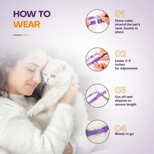 Vista 7 de Collar calmante para gatos con feromona, paquete de 4 collares calmantes para gatos para reducir la ansiedad y los arañazos, 30 días de larga