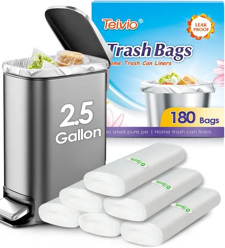 Vista 8 de Bolsas de basura medianas de 10 galones, 40 unidades, bolsas altas de basura para cocina de Teivio, 9 galones 10 galones 11 galones, forros