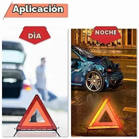 Vista 3 de DEDC Triángulo de advertencia, triángulo de seguridad plegable, kit de advertencia triple, reflector triangular de advertencia, señal de peligro