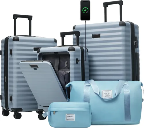 Vista 37 de Merax Equipaje Sets 2 piezas Hardshell 20&28 IN Maleta Set con bolsa de lona