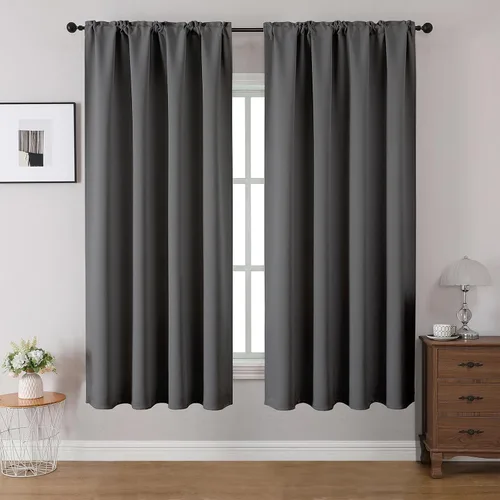 Vista 18 de CUCRAF Cortinas opacas de 45 pulgadas de largo, juego de 2 paneles para dormitorio, bolsillo para cortinero, cortinas de oscurecimiento