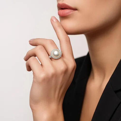 Vista 3 de The Pearl Source Real Freshwater Pearl Ring for Women, Genuine Cultured Freshwater Pearls, Fine Jewelry Gift