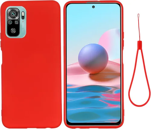 Vista 8 de Funda para Xiaomi Redmi Note 10S, funda protectora de silicona líquida para Xiaomi Redmi Note 10S con cordón de silicona, cubierta delgada y suave a