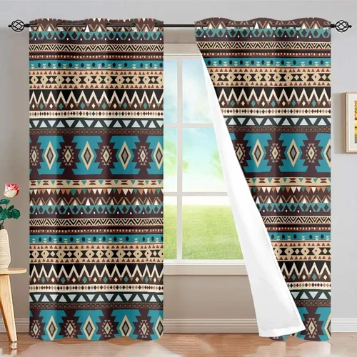 Vista 55 de Dreaweet African Tribal Blackout Curtains 63 Inch Long 2 Panels Set Bohemian Ethnic Geometric Grommet Top Thermal Insulated Curtains for Living Room