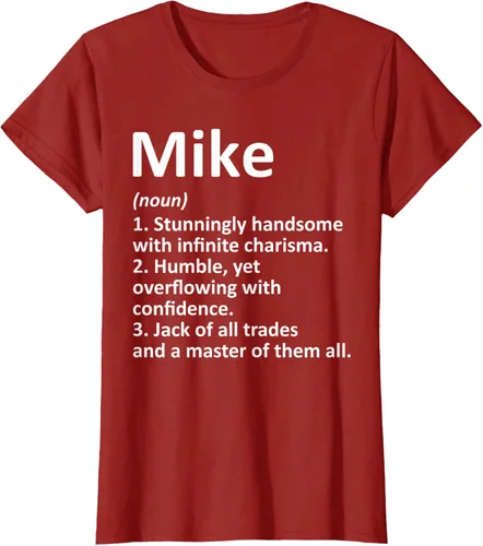 Vista 67 de MIKE Definition - Camiseta divertida para regalo de cumpleaños con nombre personalizado, Negro, S