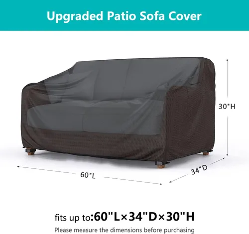 Vista 2 de Funda para Sofá de Patio Impermeable - Funda para Sofá de Exterior de 2 Plazas de Servicio Pesado, Fundas para Muebles de Patio con Ventilación
