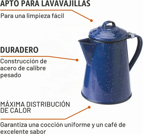 Vista 4 de GSI Outdoors Cafetera esmaltada para almacenar café caliente, té para campamento y granja, 8 tazas
