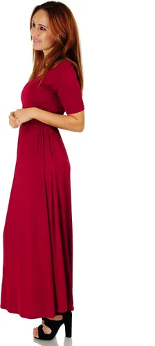 Vista 3 de Vestido maxi tipo blusón de media manga con bolsillos para mujer (talla S-5X)