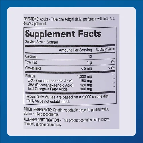 Vista 4 de MAJOR Aceite de pescado Omega-3 - Suplemento de aceite de pescado 1000 mg - 100 cápsulas blandas (paquete de 1)