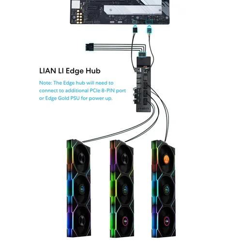 Vista 5 de Lian Li UNI - Ventilador Fan TL LCD Inalámbrico 120-Paquete Único-Señal Inalámbrica de 2.4 GHz, Ventilador ARGB-Espejo Infinito-Cadena de Margarita