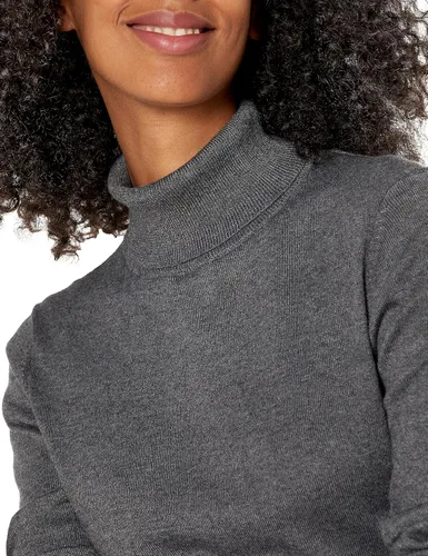 Vista 4 de Tienda Essentials - Suéter ligero de manga larga con cuello alto para mujer, con ajuste clásico (disponible en talla extragrande)