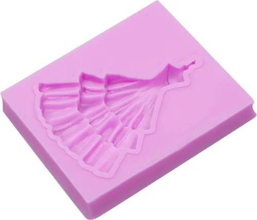 Vista 9 de Moldes de silicona para vestido de novia, falda de vestido de chocolate para hornear moldes para decoración de pasteles de boda, dulces, azúcar