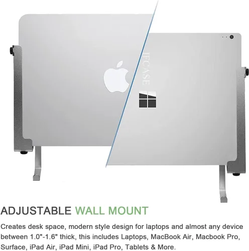Vista 7 de IFCASE Soporte de pared de aluminio para laptop para MacBook Air, Pro, Surface, iPad, tabletas, teléfonos celulares con gancho para auriculares