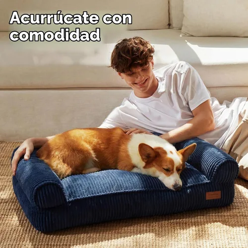Vista 3 de FUKUMARU Sofá cama para perros, cama acogedora de pana para gatos, impermeable, funda lavable