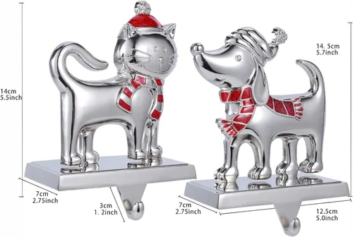 Vista 3 de 2 juegos de soportes para calcetines de Navidad para chimenea, manto de perro, guirnalda, clips para mantel, ganchos para calcetines, colgadores