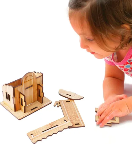 Vista 6 de Rompecabezas de madera 3D, mini kit de casa modelo de bricolaje, juguetes educativos, rompecabezas de regalo para niños y adultos