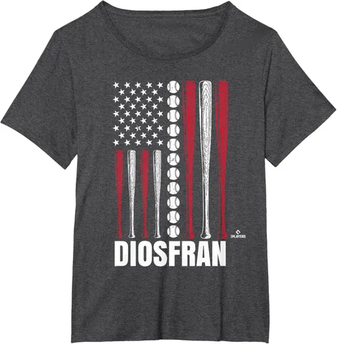 Vista 5 de Baseball American Flag Diosfran Cabeza Prospect Baseball Fan T-Shirt