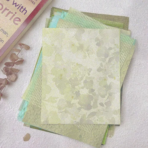 Vista 3 de Aromoty 20 piezas de papel artesanal para álbum de recortes, papel texturizado para manualidades, papel Morandi A5 en malla, tela de morera, mezcla