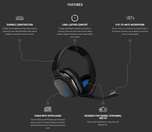 Vista 8 de ASTRO Gaming A10 - Auriculares para Xbox OneNintendo Switch PS4PC y Mac con cable de 0138 in y micrófono de pluma por Logitech - Paquete a granel