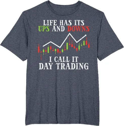 Vista 98 de Life Ups And Downs Day Trading Crypto Stock Market Trader T-Shirt, Negro