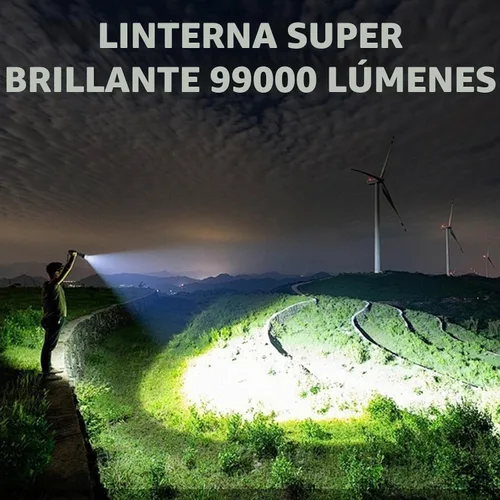 Vista 3 de Linterna recargable KNIBO 99000 altos lúmenes, luz de flash brillante LED Linternas tácticas con pantalla LCD de potencia, 6 modos, impermeable