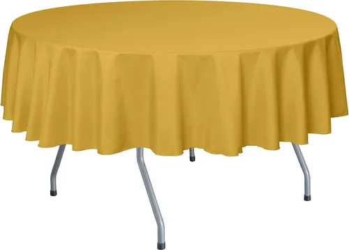 Vista 21 de Ultimate Textile Mantel redondo de lino de poliéster de 60 pulgadas, se adapta a mesas de menos de 60 pulgadas de diámetro, naranja neón