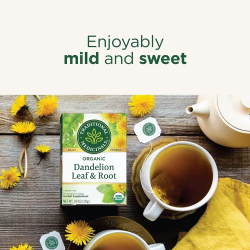 Vista 5 de Traditional Medicinals Té, hoja y raíz de diente de león orgánico, apoya la función renal y la digestión saludable, 48 bolsas de té (paquete de 3)