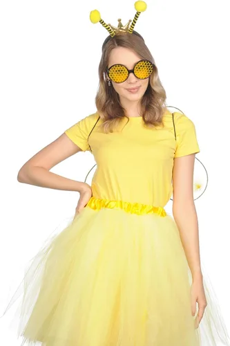 Vista 5 de Funcredible Juego de disfraz de abejorro – Alas de abeja para adultos, diadema de antena y gafas novedosas para cosplay, festivales y Halloween