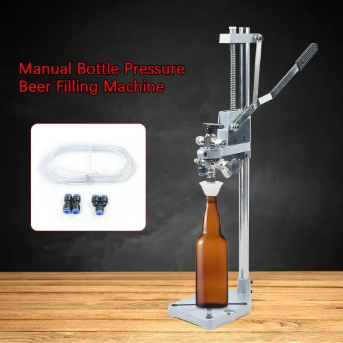 Vista 2 de YIYIBYUS Presión manual de botellas: llenado de botellas de contrapresión, llenado de botellas de cerveza de acero inoxidable/vino, máquina
