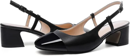 Vista 4 de Eldof Zapatos de tacón de bloque para mujer, tacones cuadrados con correa ajustable, zapatos de vestir de tacón bajo para mujer, boda, fiesta