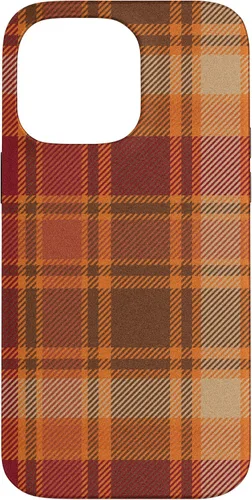 Vista 21 de iPhone 16 Vintage Halloween Naranja Rojo Plaid Otoño Calabazas Caso