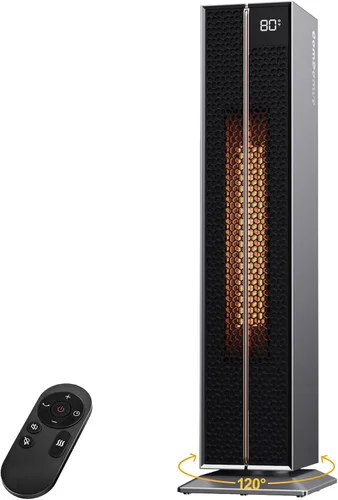 Vista 8 de Calentador de espacio para habitación grande, calentadores eléctricos de 25 pulgadas para uso en interiores con oscilación de 120°, 3 niveles