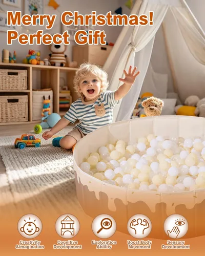 Vista 6 de Piscina de pelotas para bebés de 1 a 3 años, tienda de campaña plegable para niños, corralito de juegos con bolsa de almacenamiento, para niños