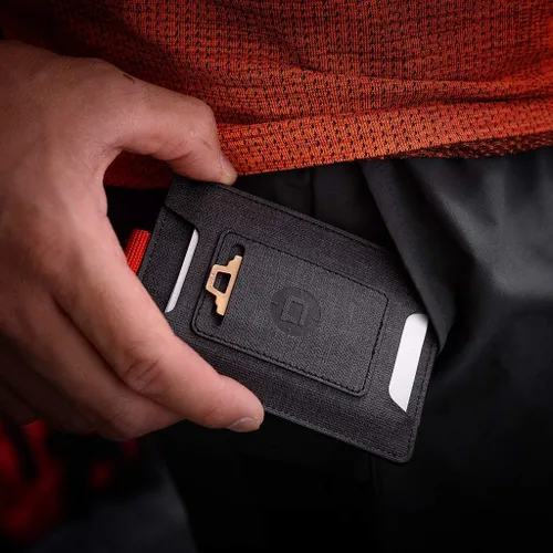 Vista 7 de Dango S1 Stealth Wallet - Negro azabache, material DTEX duradero, resistente al agua, bloqueo RFID, fabricado en Estados Unidos, Negro DTEX, m
