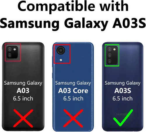 Vista 2 de Funda para Galaxy A03S, con protectores de pantalla y funda para cámara, [grado militar] de 16 pies. Funda a prueba de caídas con soporte magnético