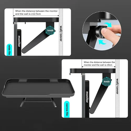 Vista 9 de JIANNI Estante superior para monitor, estante superior de TV de 2 piezas con agujeros de cuerda y plataforma antideslizante, instalación rápida sin