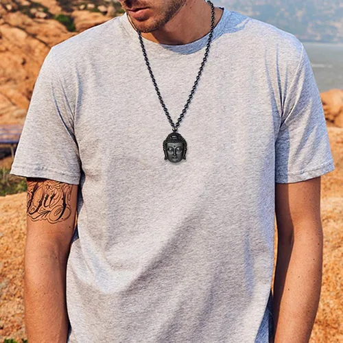 Vista 4 de Collar de obsidiana negra con dije de protección de amuleto de la suerte con cadena de cuentas extendida, piedra de cristal curativo, collares
