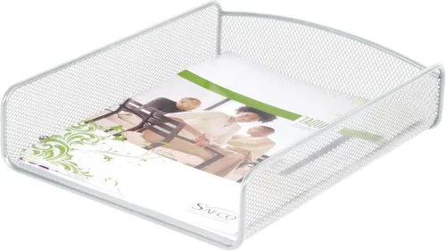 Vista 4 de Safco Onyx - Organizador de escritorio de malla individual Acero resistente Acabado de recubrimiento en polvo 11.75 x 9.25 x 2.5 pulgadas