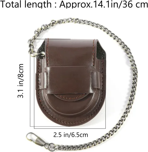 Vista 5 de Pocket Watch Leather Case Protector Holder Waist Bag Timepiece General Accessories 47 mm