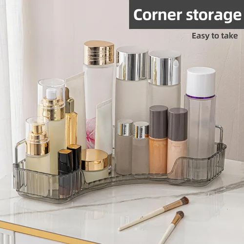 Vista 4 de YCIA&DONE Organizador de esquina para mostrador de baño, organizador de maquillaje para tocador, bandeja de perfumes cosméticos para el cuidado