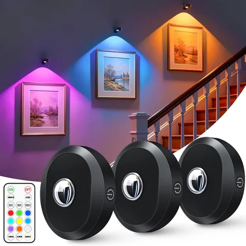 Vista 6 de WILLED Luces de Imagen para Pared, Luces de Marco Recargables con Batería Operadas de 1200mAh, Luces de Disco con Control Remoto, Iluminación