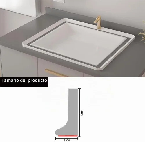 Vista 2 de Barrera de agua para umbral de ducha, barrera impermeable de silicona autoadhesiva para baño y cocina, ducha, protección de agua para separación