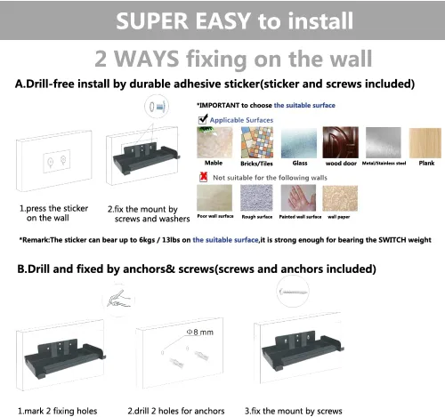 Vista 4 de Soporte de pared para Nintendo Switch y Nintendo Switch OLED