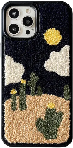 Vista 17 de Funda con diseño de flores retro, bonita funda negra floral para iPhone 13, fabulosa funda de protección femenina peluda para iPhone 13