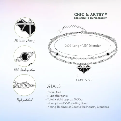 Vista 84 de CHIC & ARTSY Tobilleras delicadas de plata de ley S925 para verano, pulsera de tobillo ajustable multicapa para playa, joyería de pie para mujer